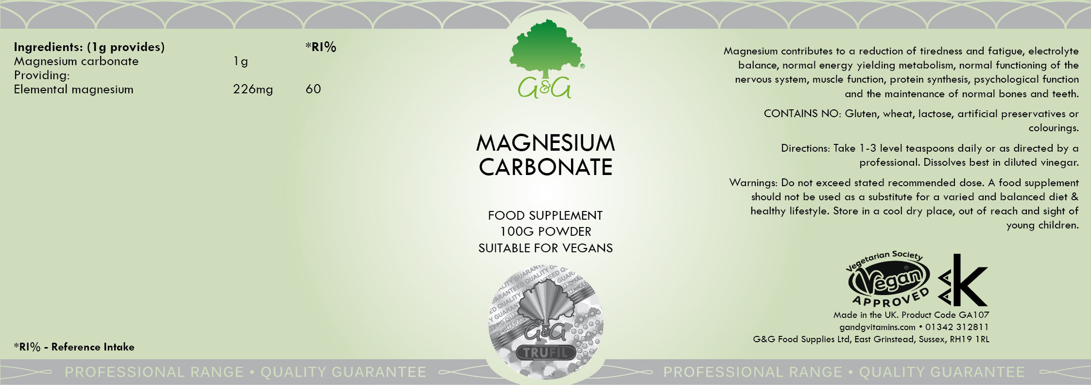 G&G Vitamins Magnesium Carbonate 100g