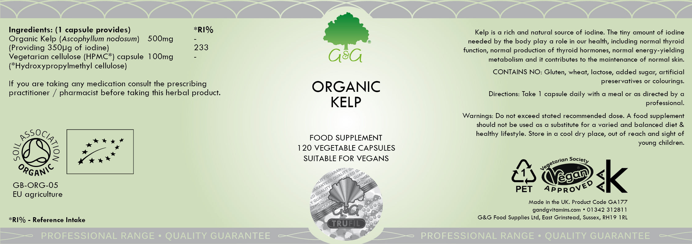 G&G Vitamins Organic Kelp 500mg 120's