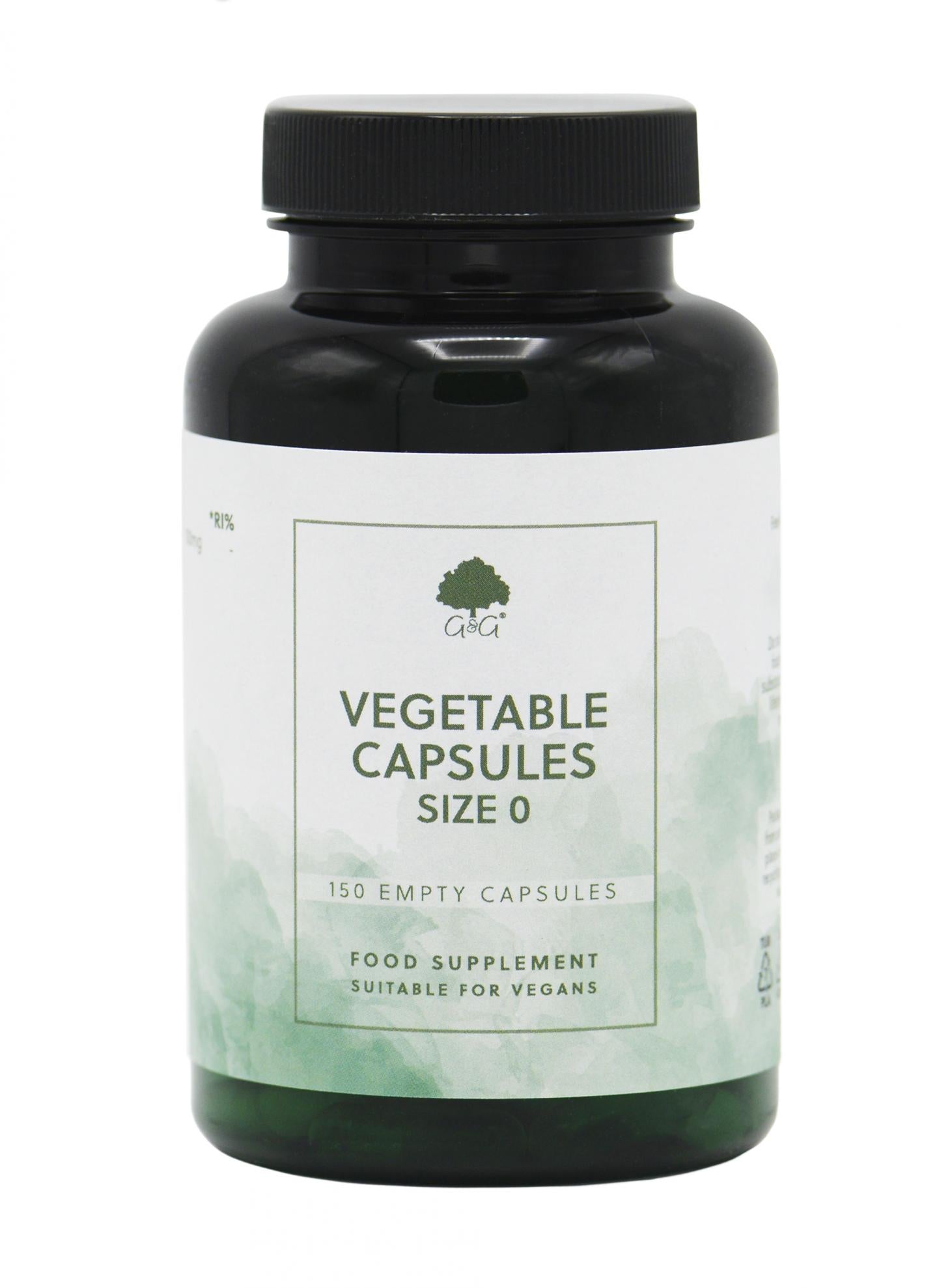 G&G Vitamins Vegetable Capsules Size 0 150 Empty Capsules