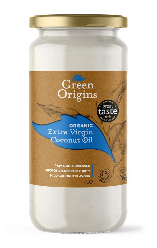 Green Origins Organic Extra Virgin Coconut Oil 1ltr (Glass)