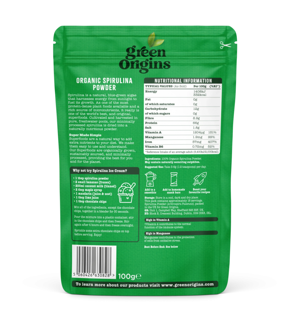 Green Origins Organic Spirulina Powder 250g