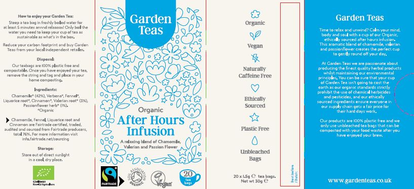 Garden Teas Organic Fairtrade After Hours Infusion 20 Teabags