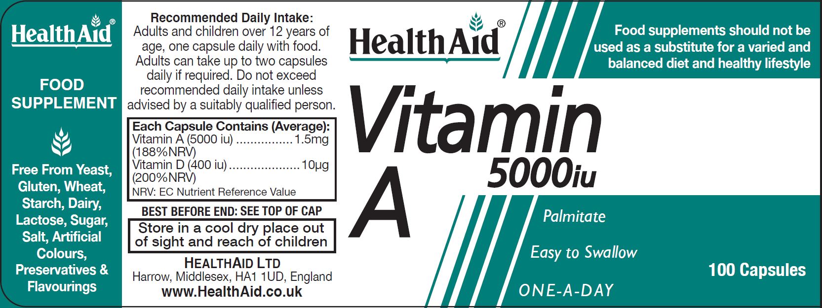 Health Aid Vitamin A 5000iu  100's