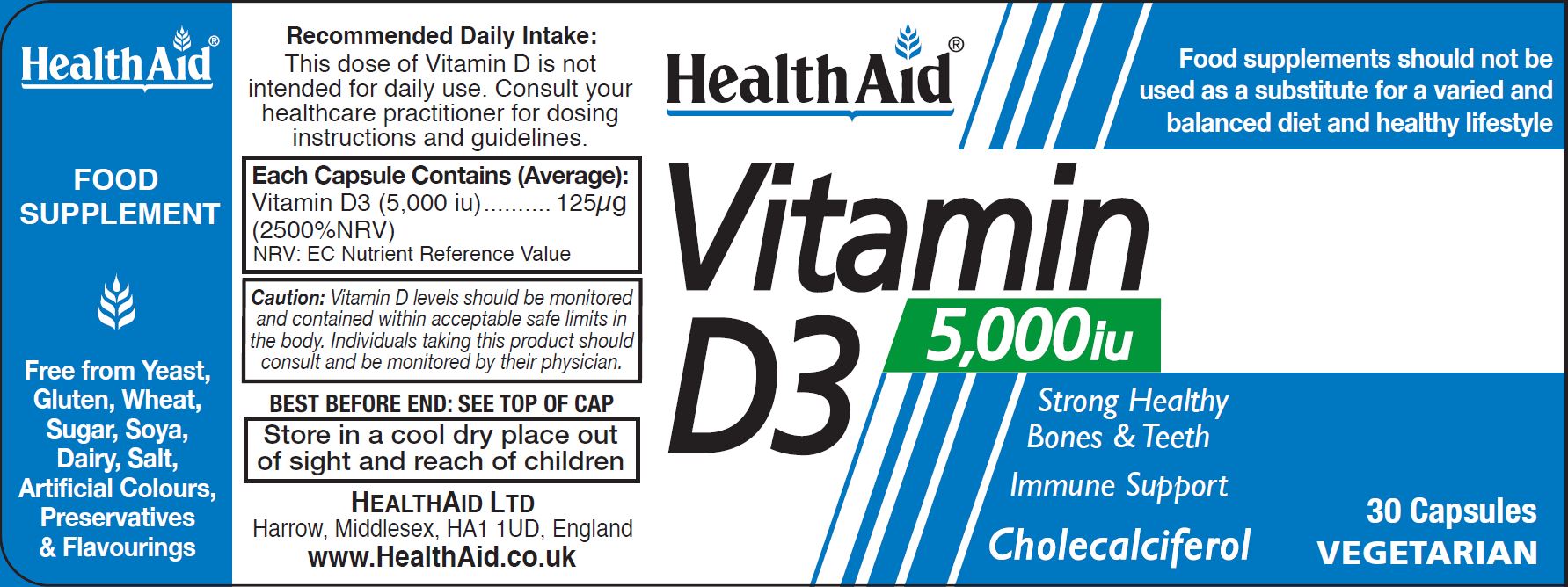 Health Aid Vitamin D3 5000iu 30's