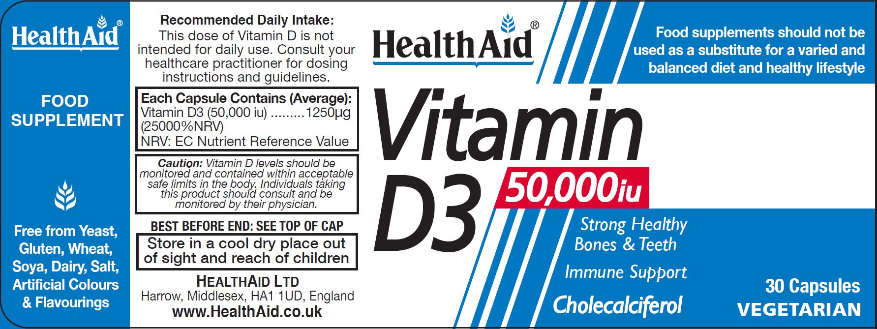 Health Aid Vitamin D3 50,000iu 30's