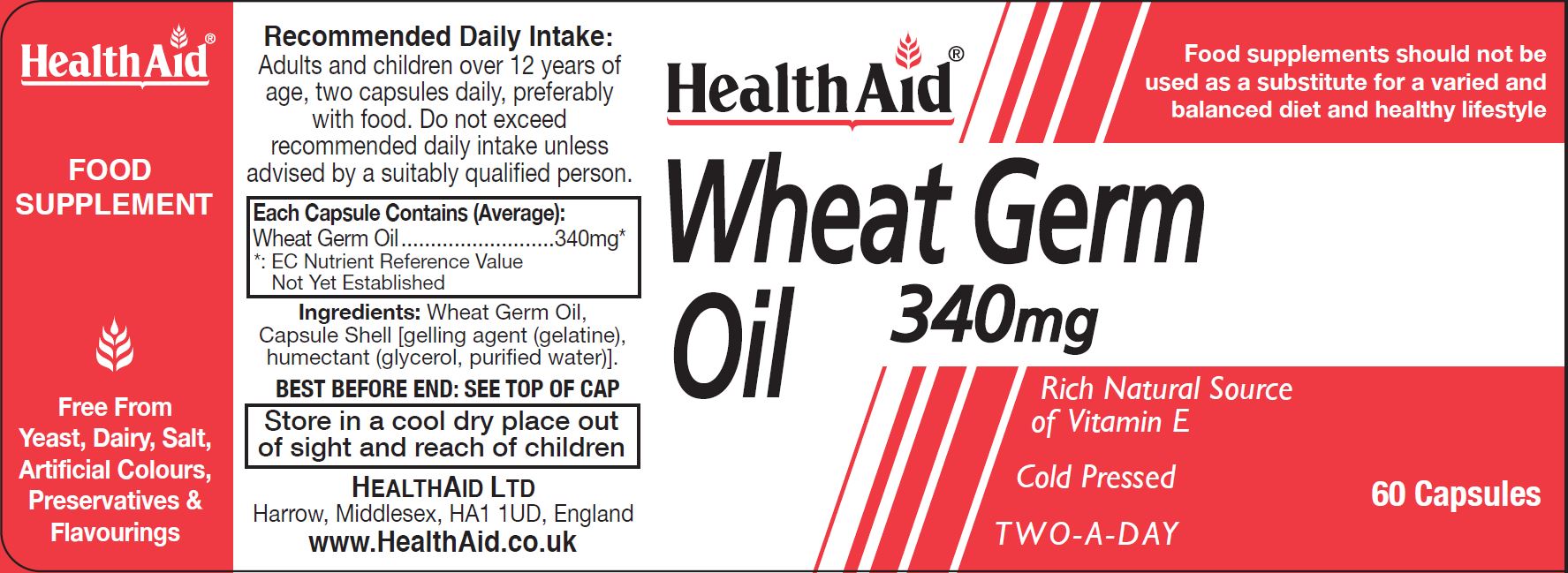 Health Aid Wheat Germ Oil 340mg 60's