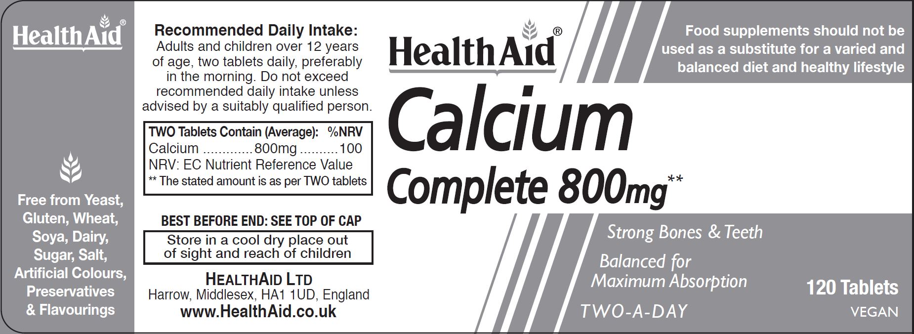 Health Aid Calcium Complete 800mg 120's