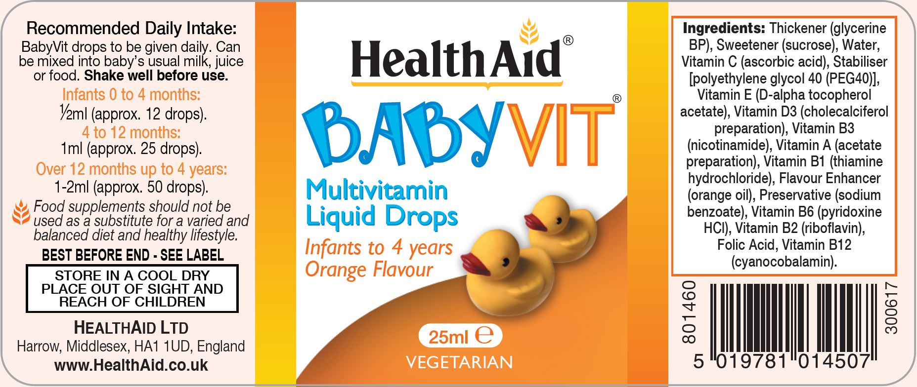 Health Aid BabyVit Multivitamin Liquid Drops 25ml