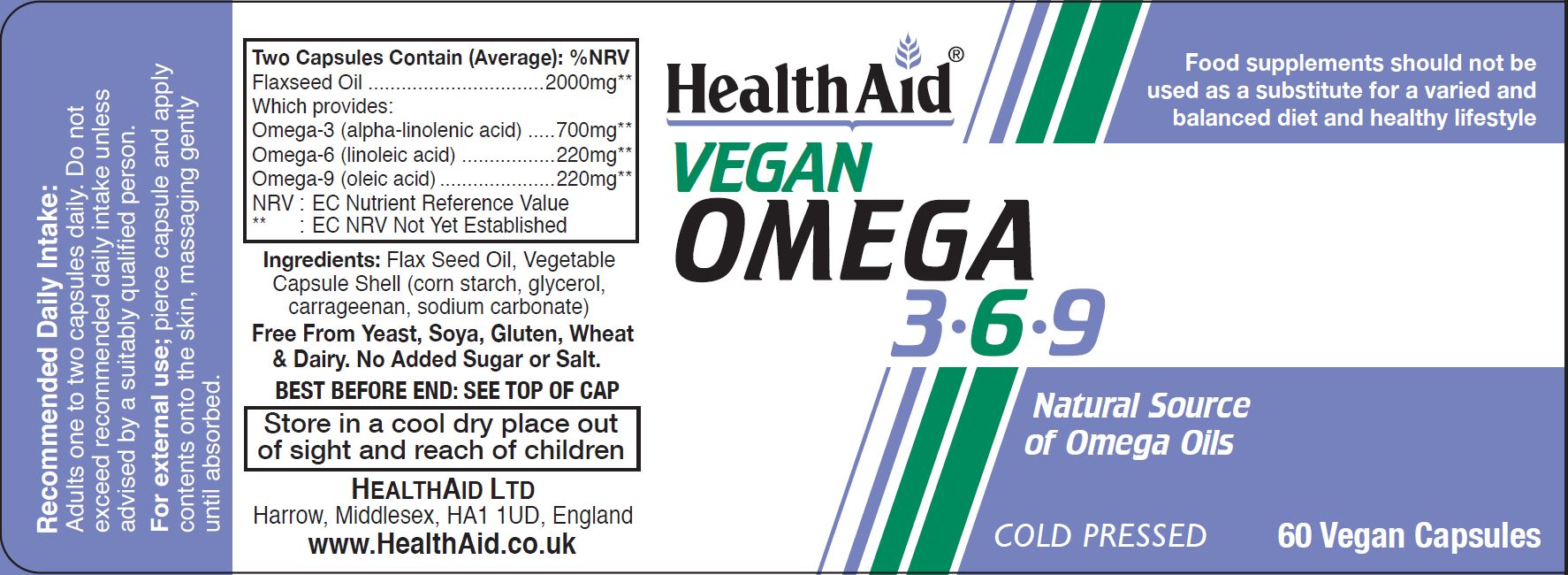 Health Aid Vegan Omega 3.6.9  60's