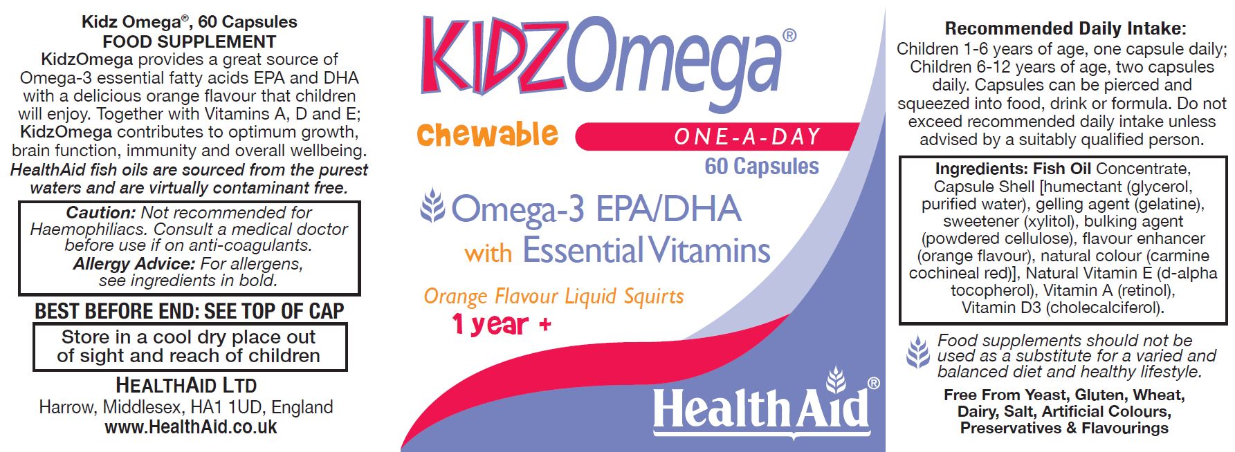 Health Aid KidzOmega Chewable 60s