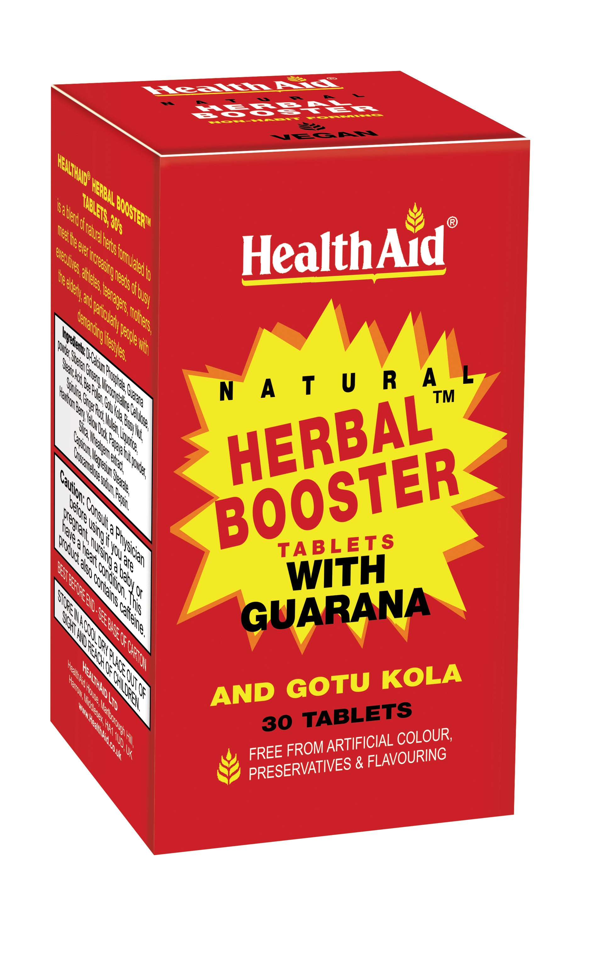 Health Aid Natural Herbal Booster with Guarana and Gotu Kola 30s