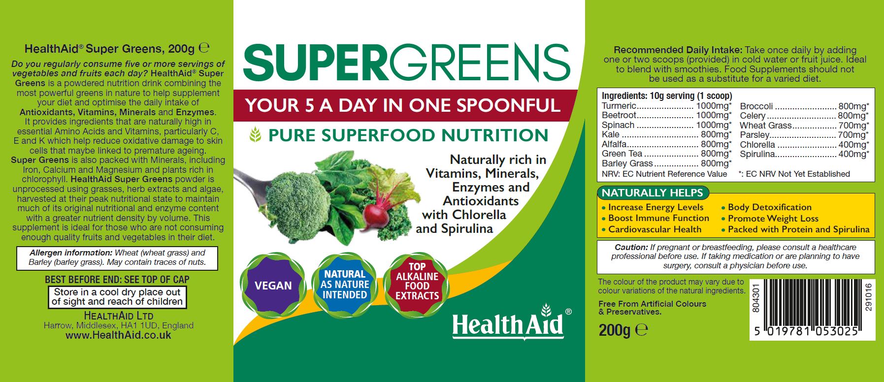 Health Aid SuperGreens Powder 200g