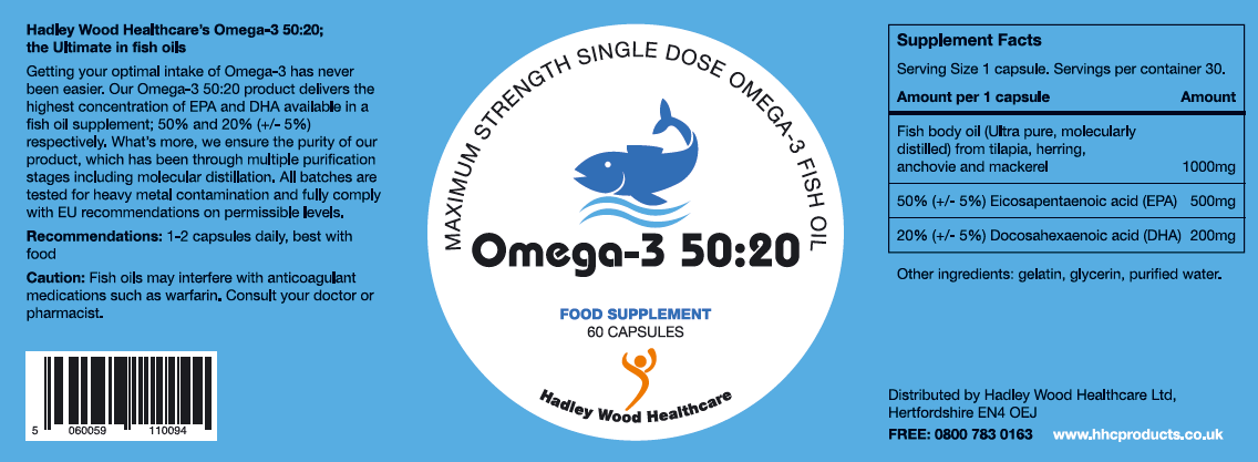 Hadley Wood Healthcare Omega-3 50:20 60's