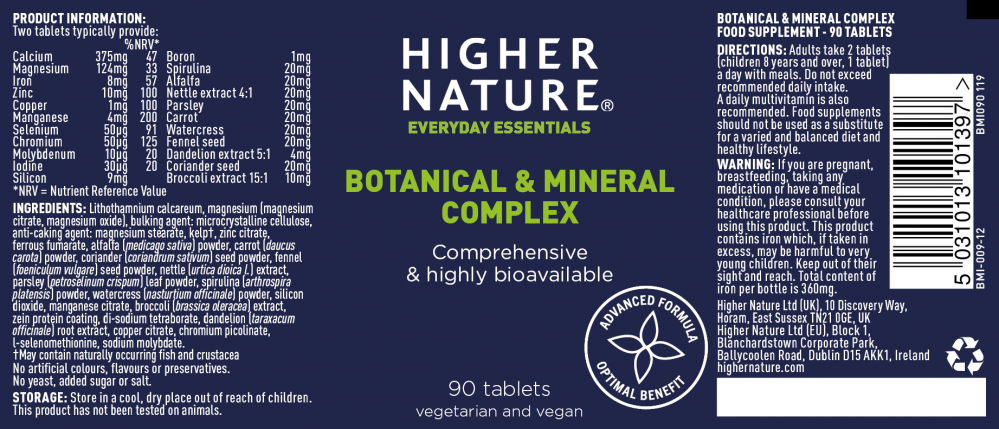 Higher Nature Botanical & Mineral Complex (Formerly Bio Minerals) 90's