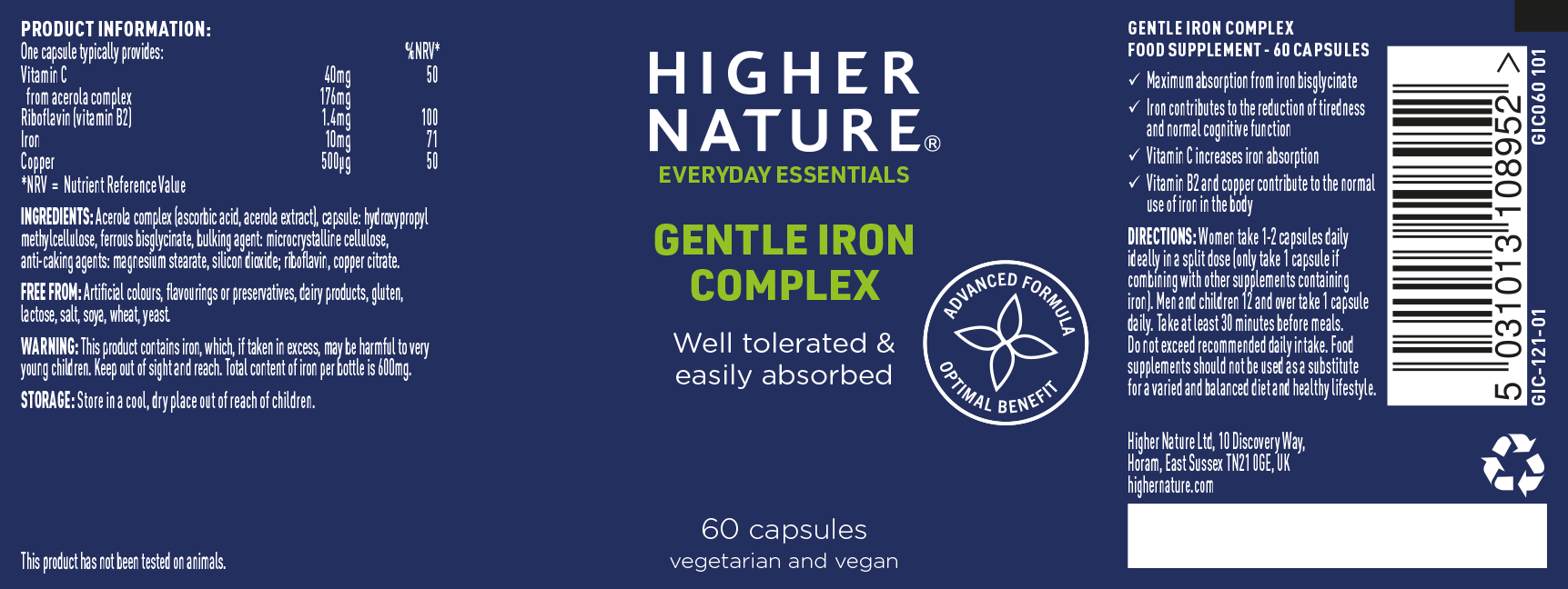 Higher Nature Gentle Iron Complex 60's