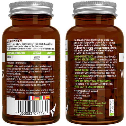 Igennus Pure & Essential Vegan Vitamin D3 1000 IU 365s