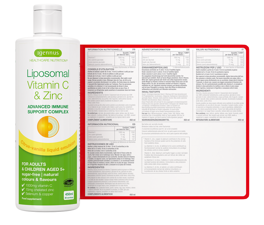 Igennus Liposomal Vitamin C 1000mg & Zinc 450ml