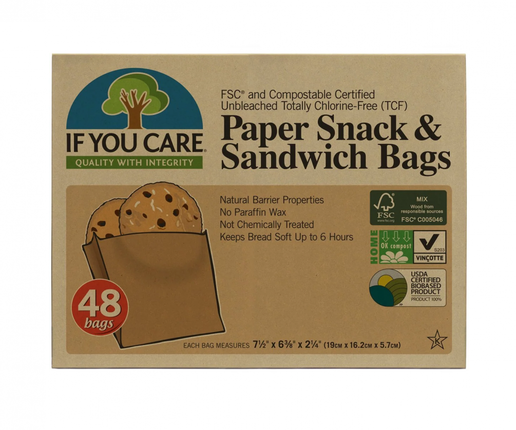 If You Care Paper Snack & Sandwich Bags 19cm x 16.2cm x 5.7cm 48s