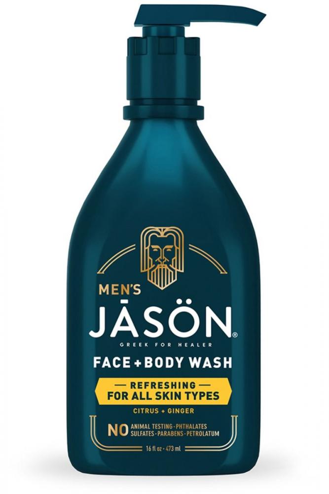 Jason Men's Face + Body Wash Refreshing For All Skin Types Citrus + Ginger 473ml