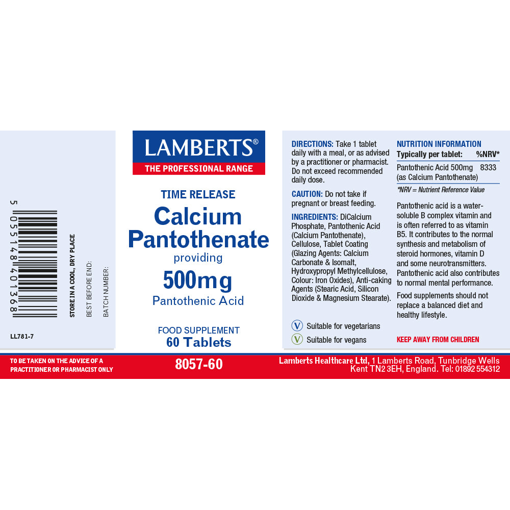 Lamberts Calcium Pantothenate 500mg 60's