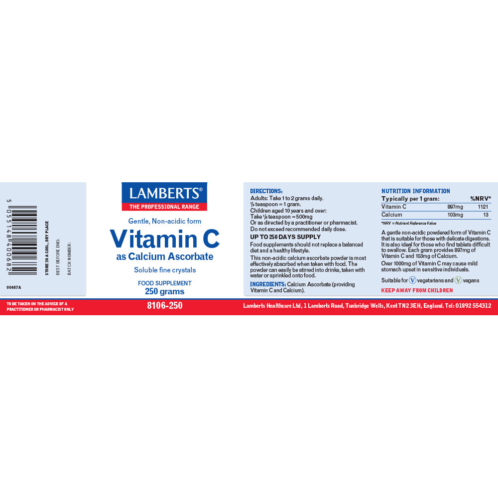 Lamberts Vitamin C as Calcium Ascorbate 250g