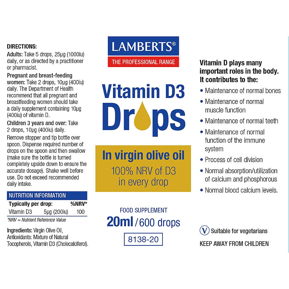 Lamberts Vitamin D3 Drops 20ml