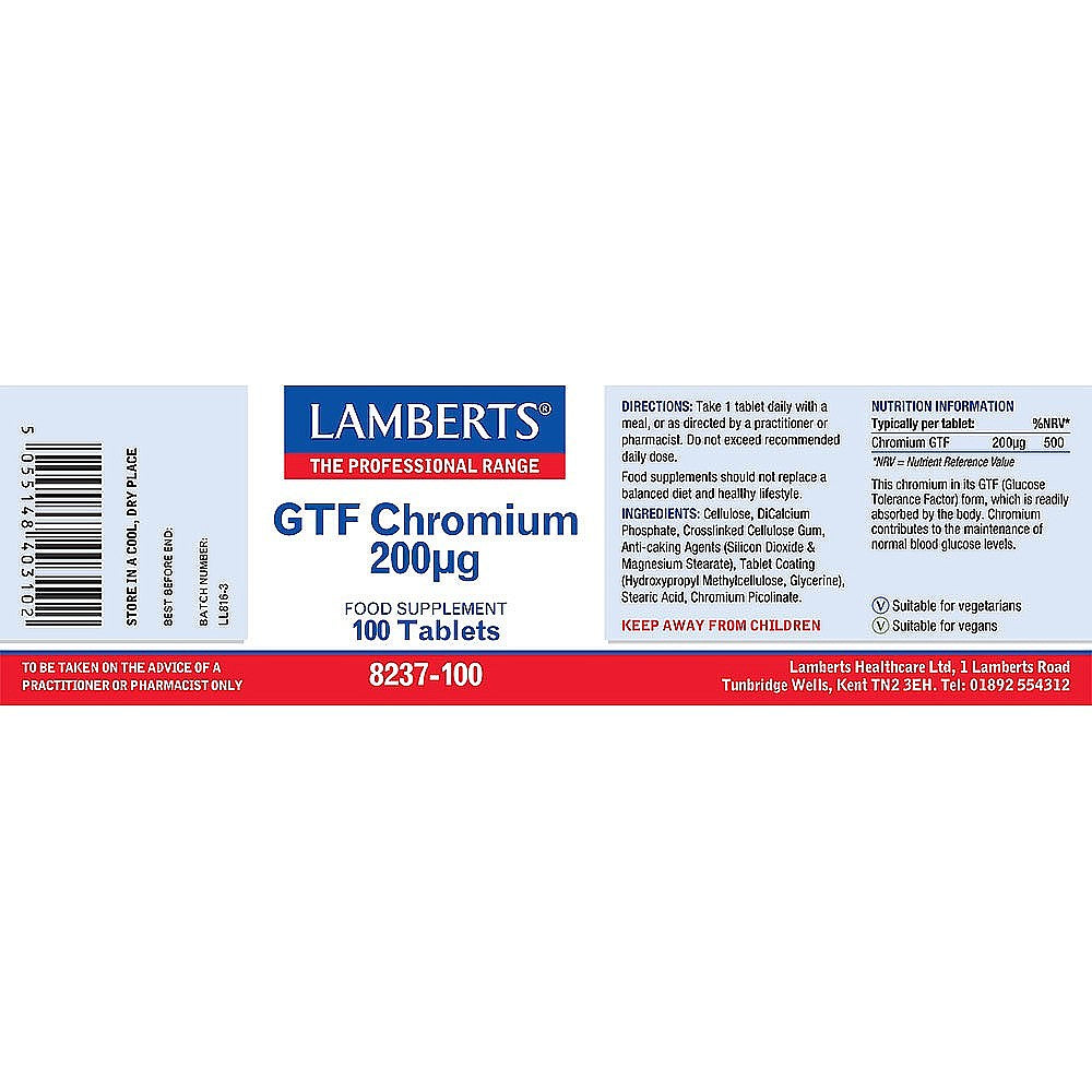 Lamberts GTF Chromium 200ug 100's