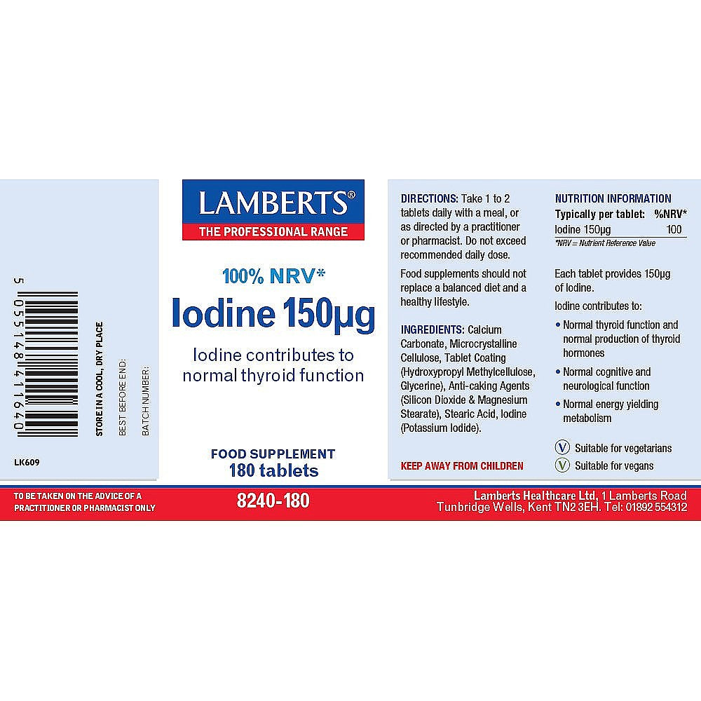 Lamberts Iodine 150ug 180's