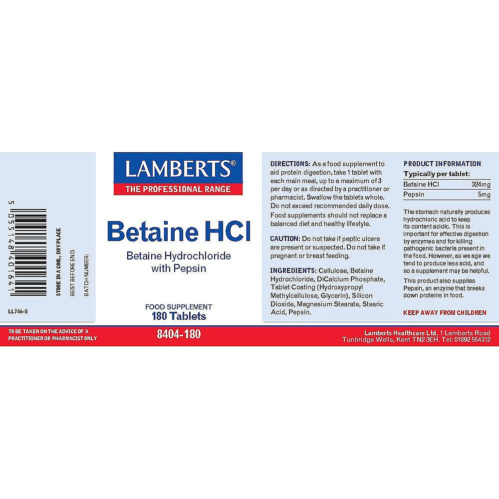 Lamberts Betaine HCL 180's