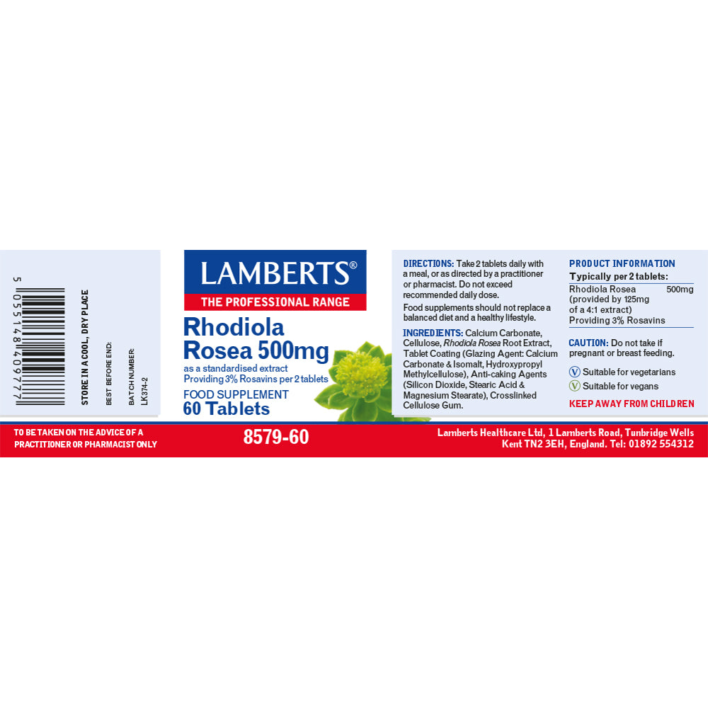 Lamberts Rhodiola Rosea 500mg 60's