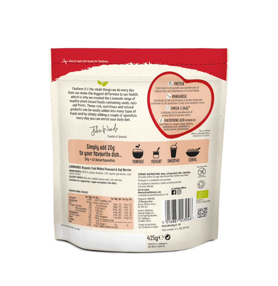 Linwoods Cold Milled Flaxseed & Goji Berries 425g