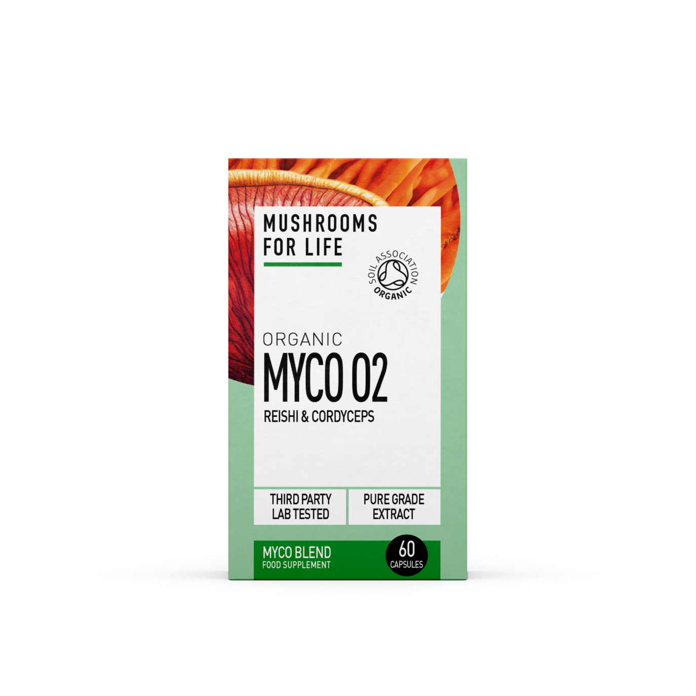 Mushrooms For Life Organic Myco O2 Reishi & Cordyceps 60's