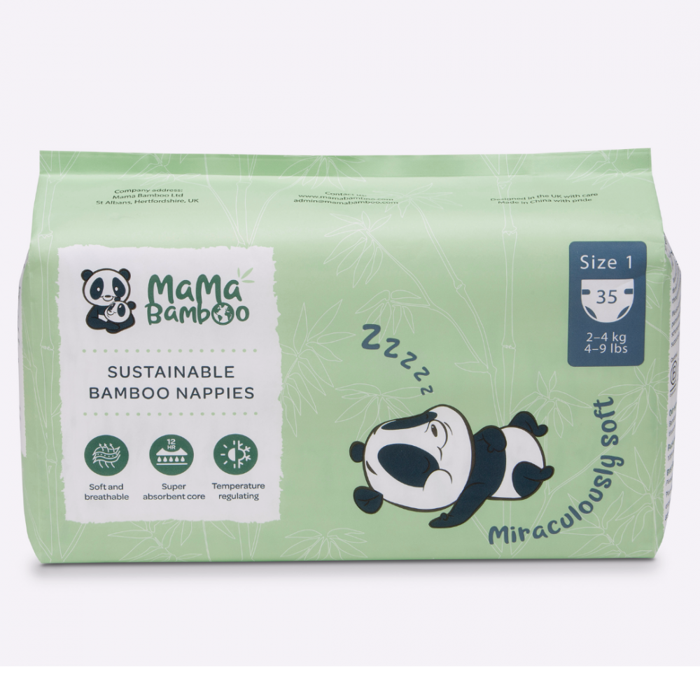 Mama Bamboo Sustainable Bamboo Nappies Size 1 (2-4kg 4-9lb) 35's