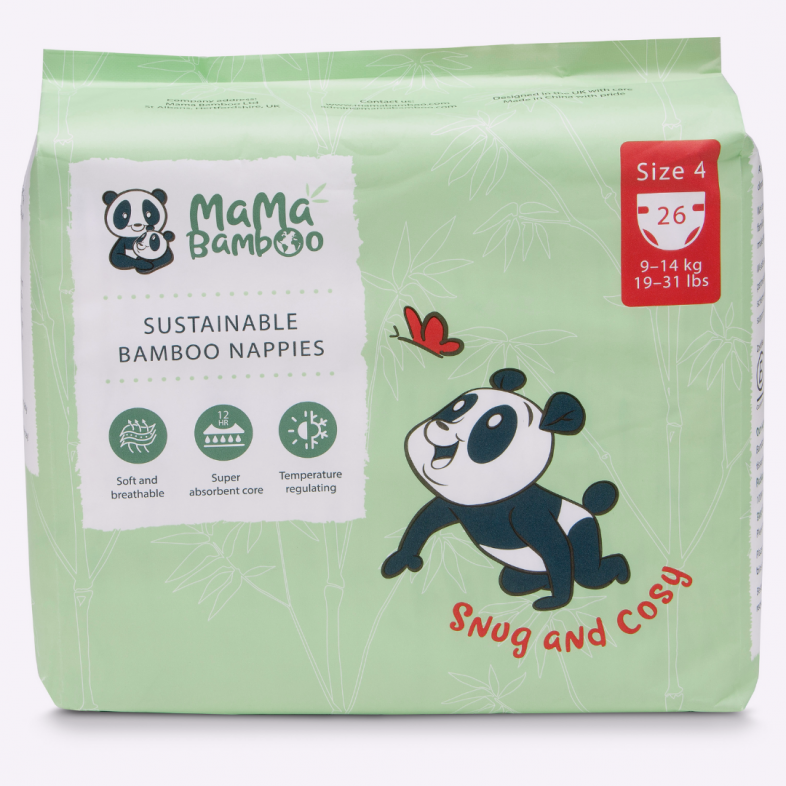 Mama Bamboo Sustainable Bamboo Nappies Size 4 (9-14kg 19-31lb) 26's