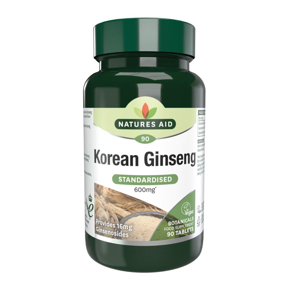 Natures Aid Korean Ginseng (Standardised) 600mg 90's