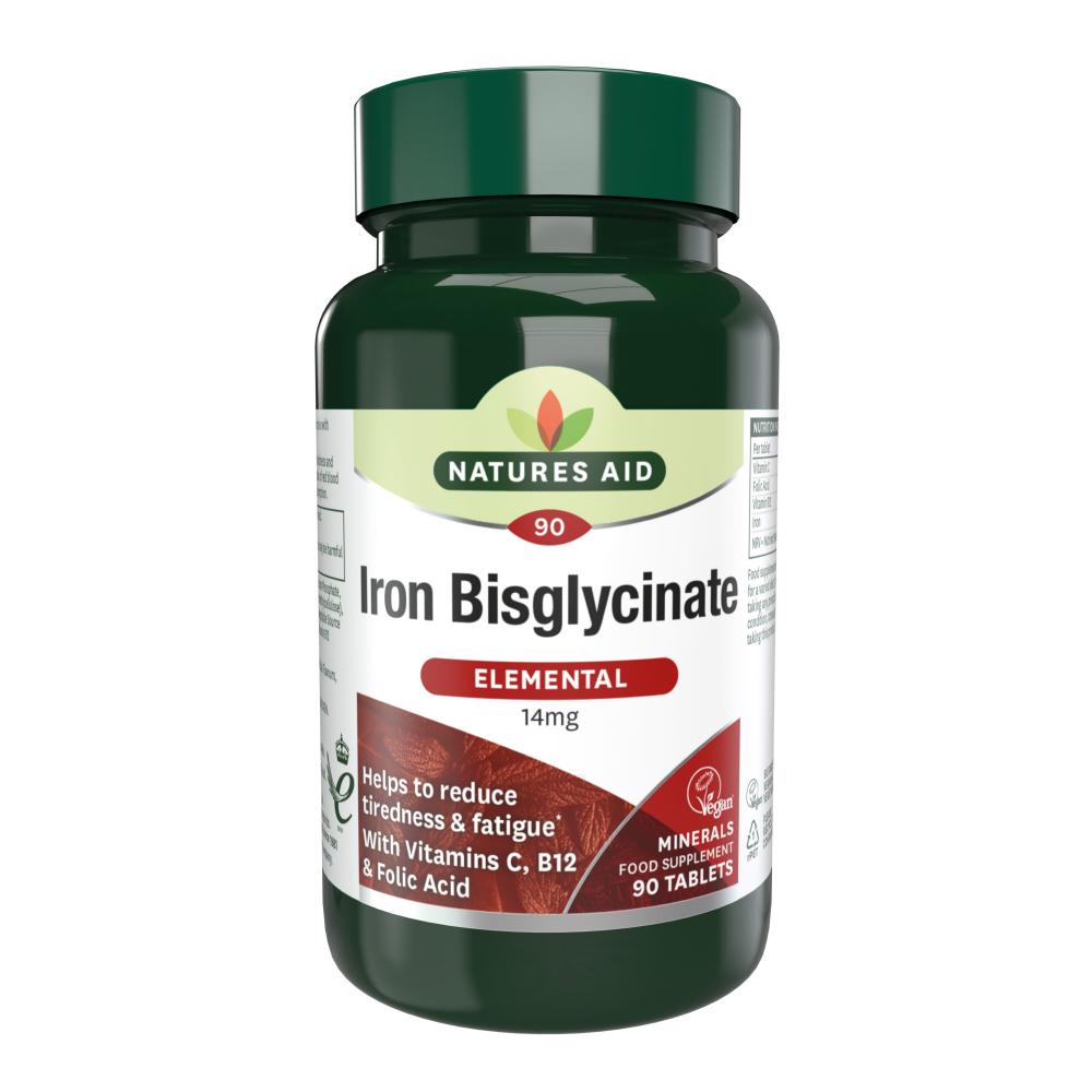 Natures Aid Iron Bisglycinate (Elemental) 14mg 90's