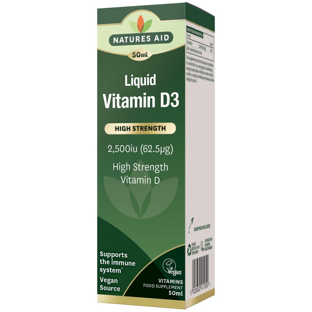 Natures Aid Liquid Vitamin D3 (High Strength) 2,500iu 50ml