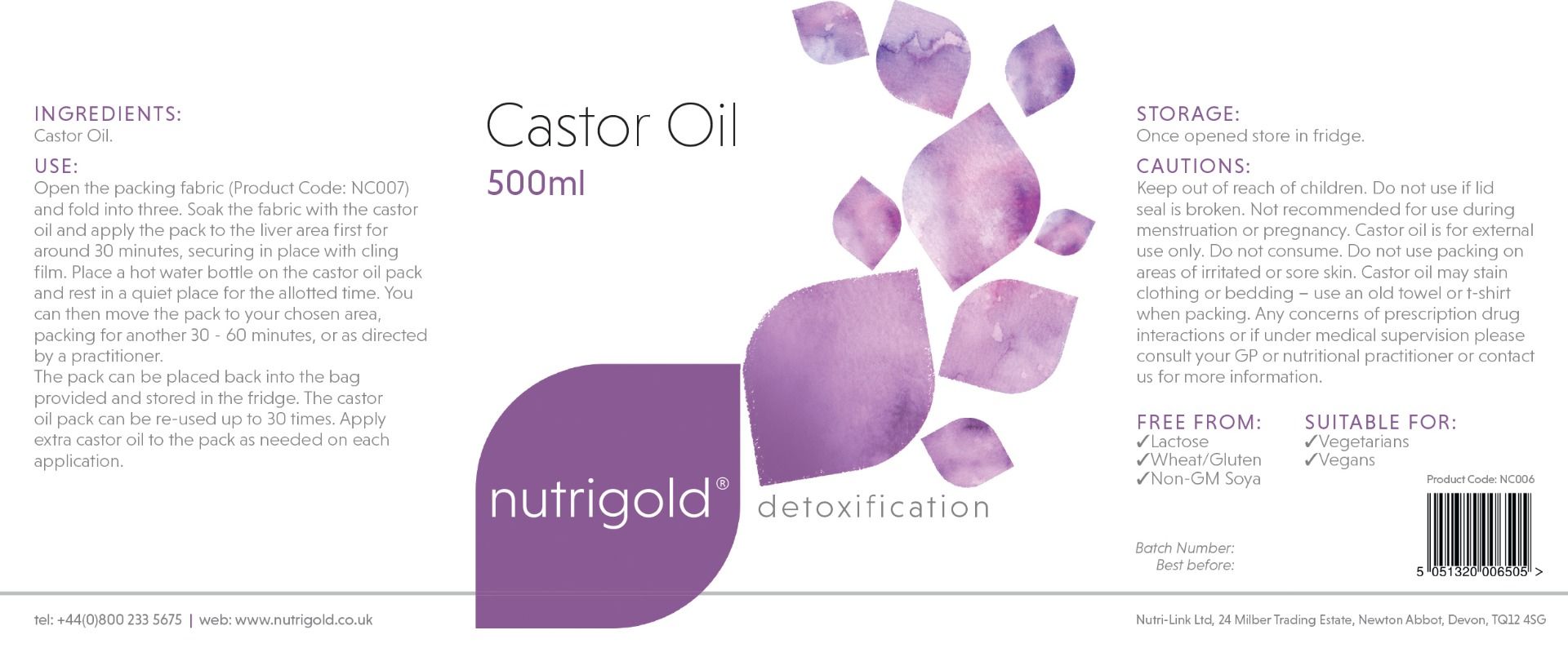 Nutrigold Castor Oil 500ml