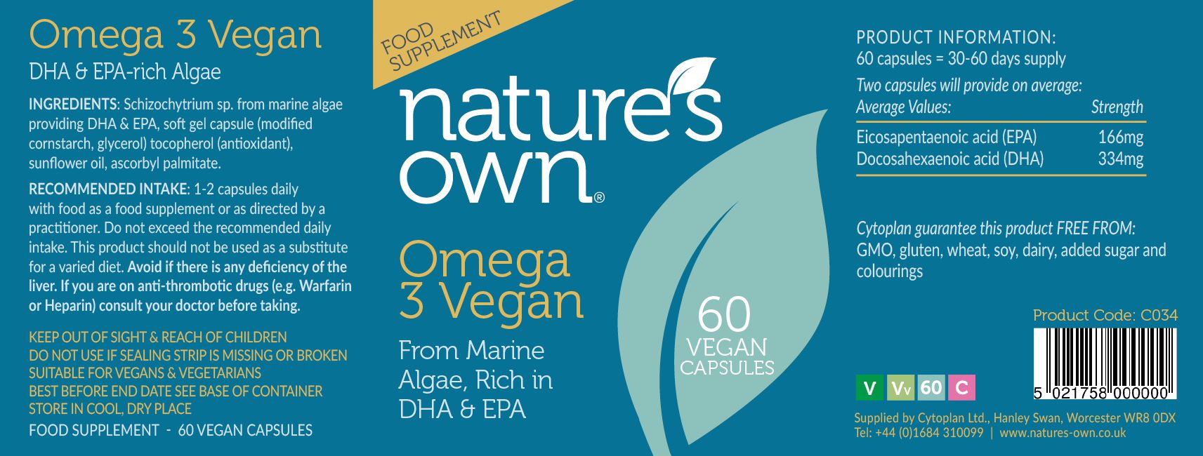 Nature's Own Omega 3 Vegan 60s