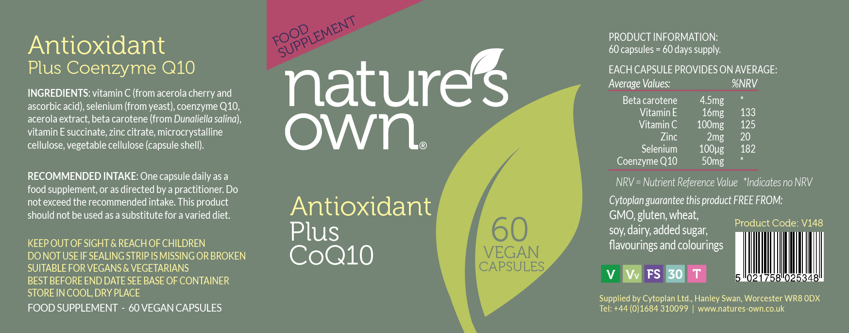 Nature's Own Antioxidant Plus CoQ10 60's