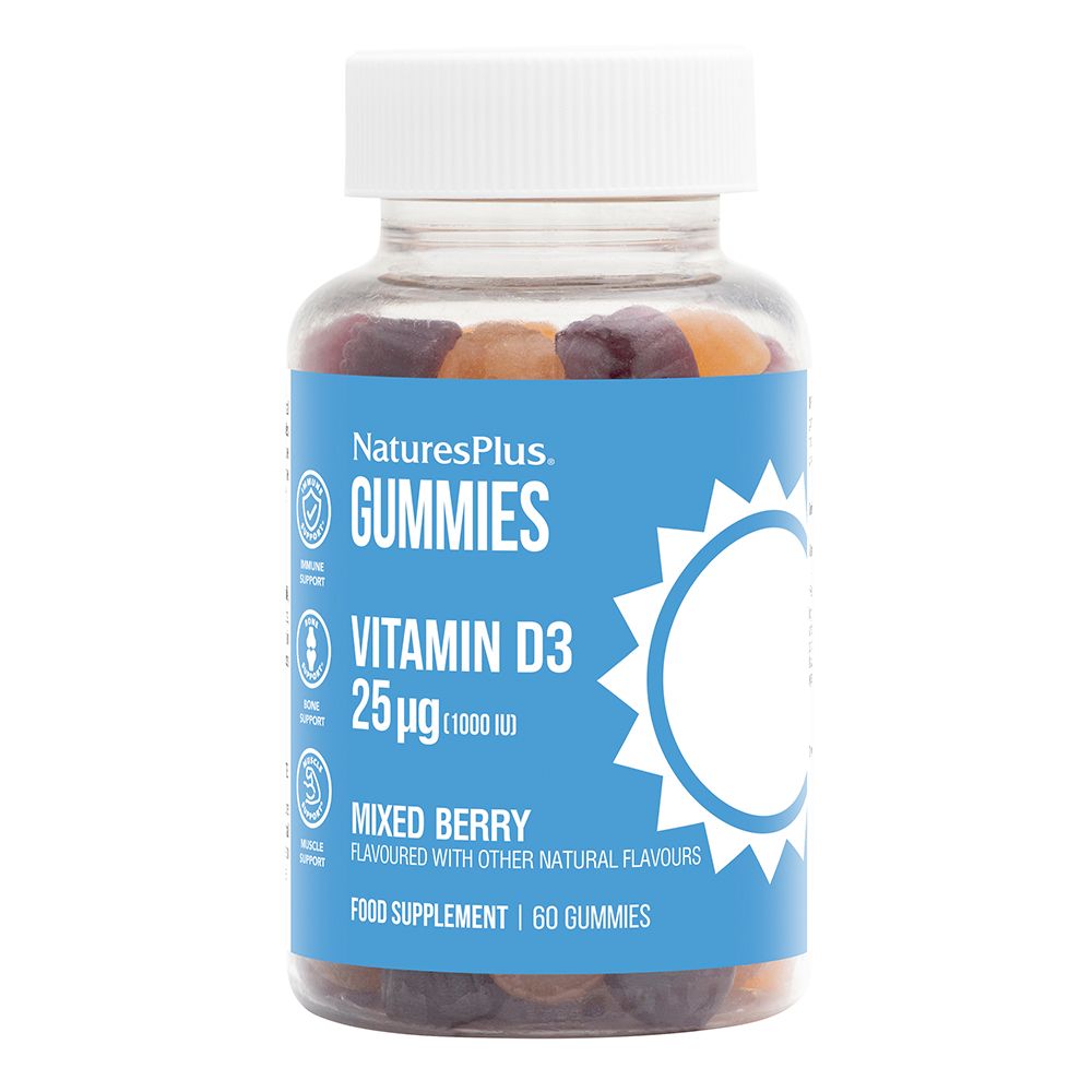 NaturesPlus Gummies Vitamin D3 25ug (1000IU) Mixed Berry 60's