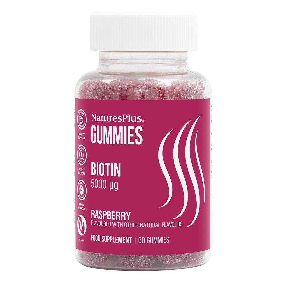 NaturesPlus Gummies Biotin 5000ug Raspberry 60's