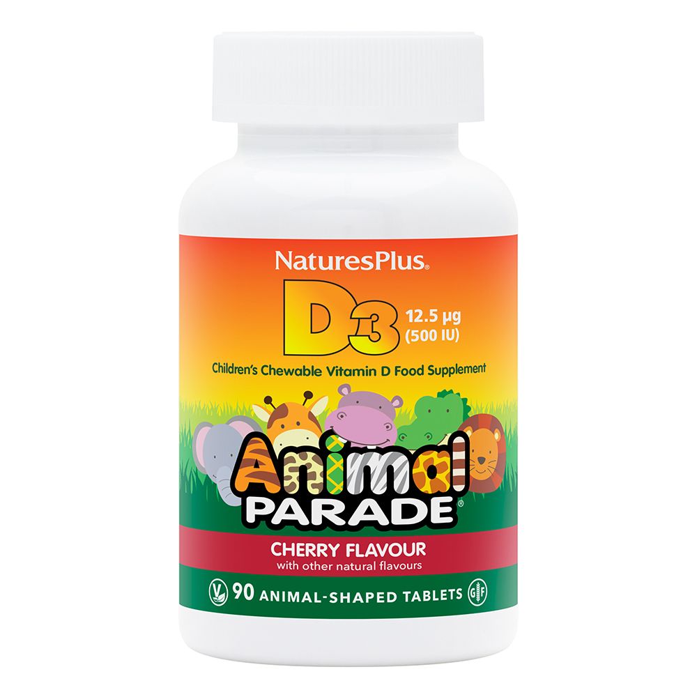 NaturesPlus Animal Parade D3 12.5ug (500 IU) Cherry Flavour 90's