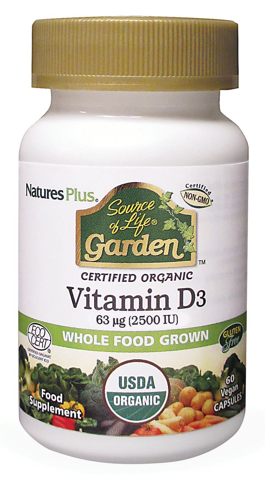 NaturesPlus Source of Life Garden Vitamin D3 63ug (2500iu) 60s