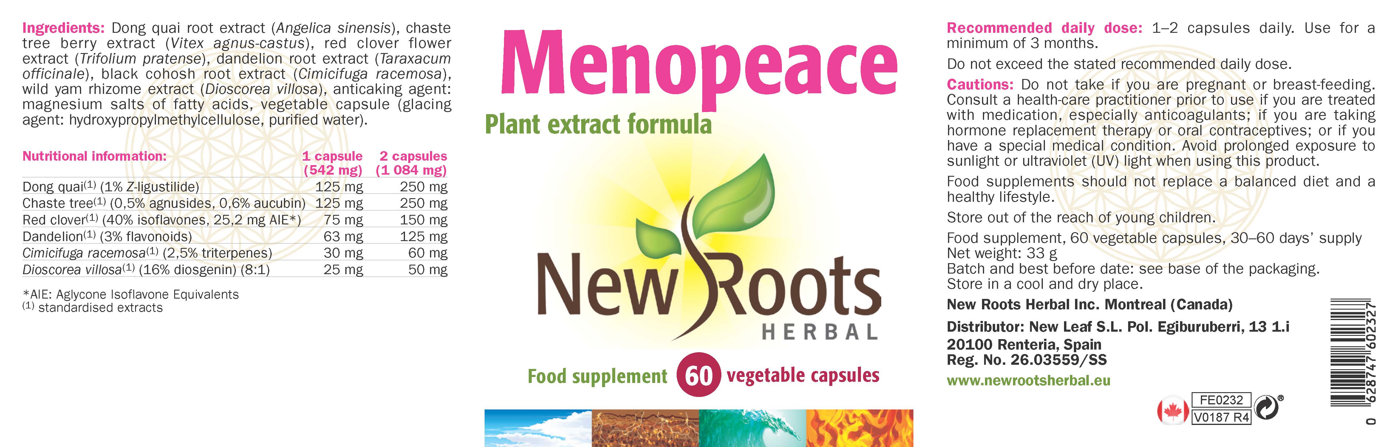 New Roots Herbal Menopeace 60's