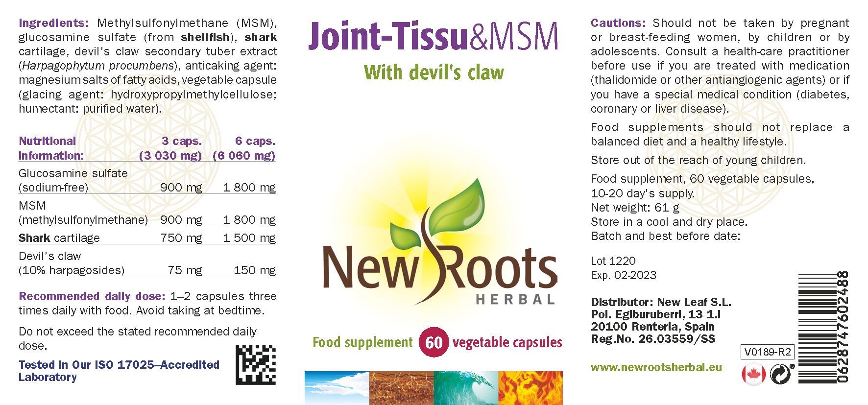 New Roots Herbal Joint-Tissu & MSM 60's