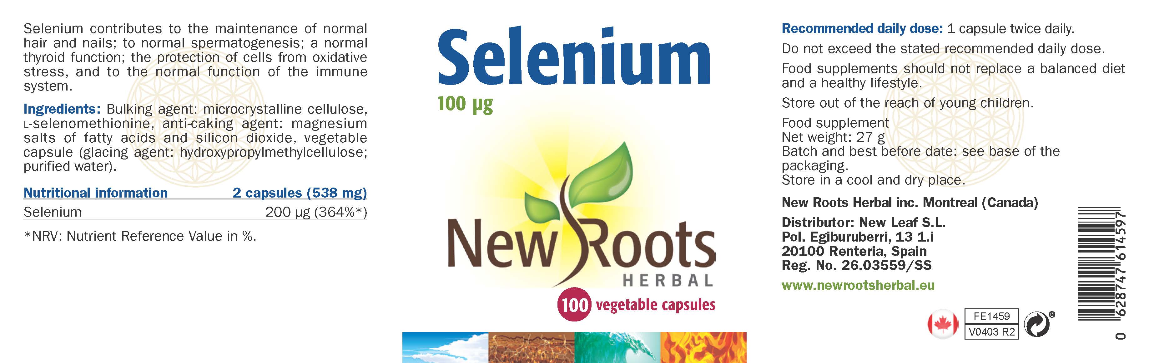 New Roots Herbal Selenium 100's