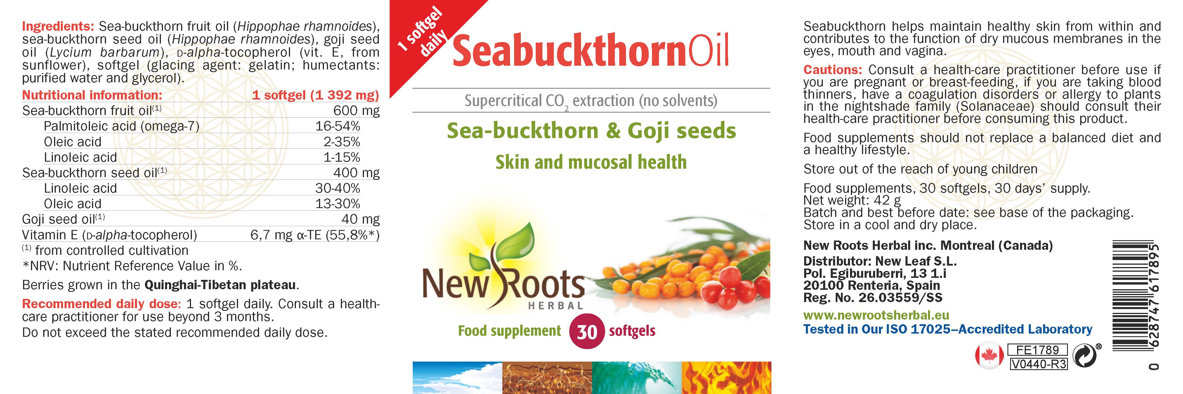 New Roots Herbal Seabuckthorn Oil 30's