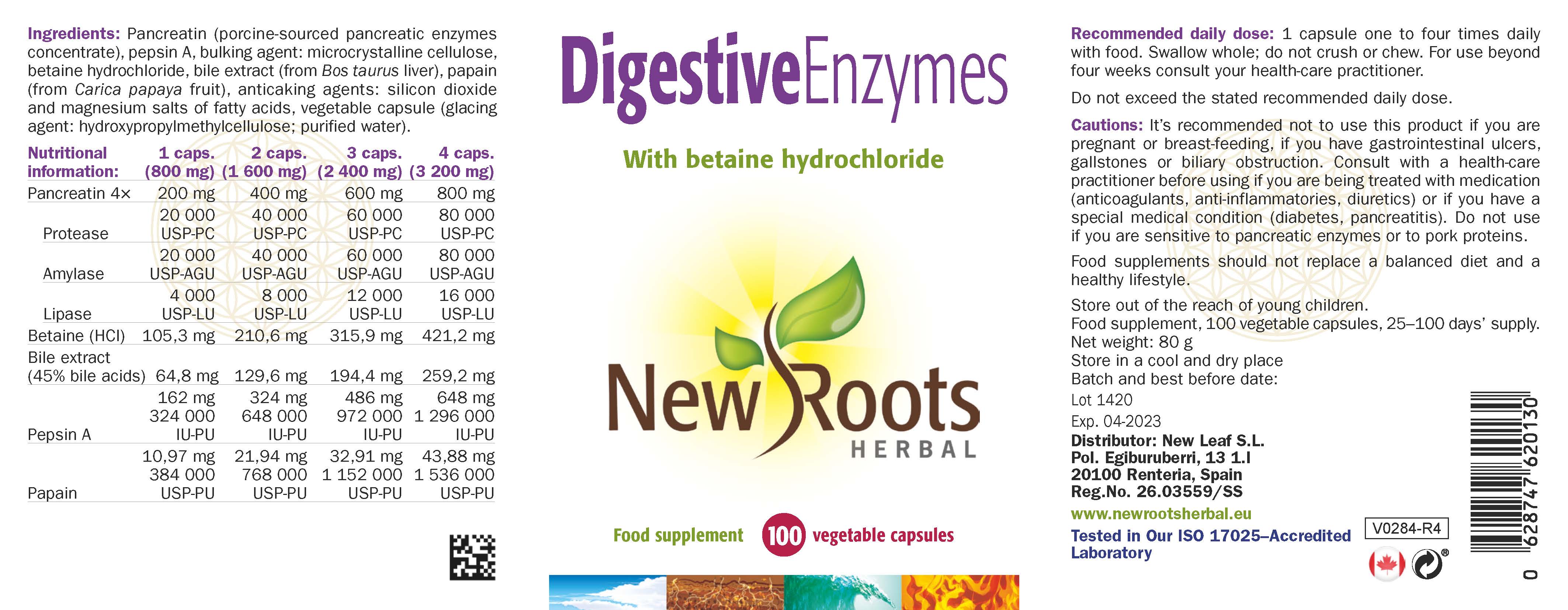 New Roots Herbal Digestive Enzymes 100's