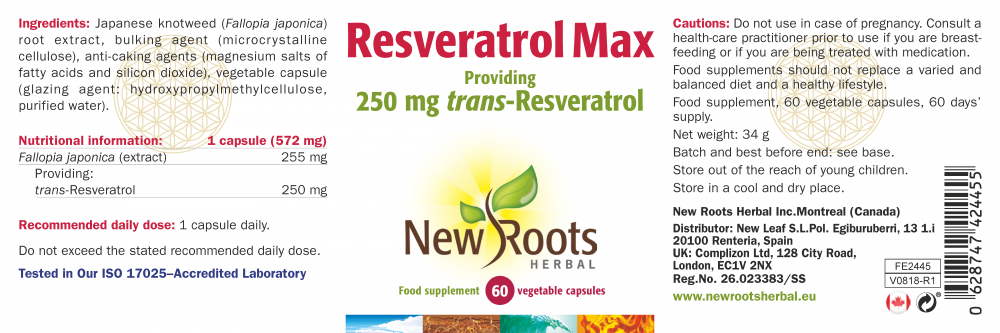 New Roots Herbal Resveratrol Max 60s